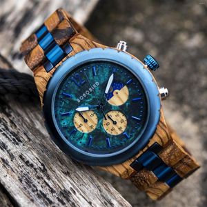 Wristwatches Men Watch BOBO BIRD Fashion Wooden Quartz Wristwatch Day And Nigth Display Chronograph Luminous Clock Relogio Masculino Gift