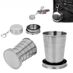 Cups Saucers Stainless Steel Foldable Cup 75ml/150ml/250ml Outdoor Travel Collapsible Hiking Camping Water Coffee Mug CF-302