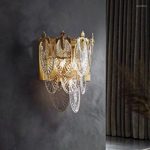 Wall Lamps Nordic Style Art Glass Bedside Led Lamp Light Luxury Brass Warm Bedroom Living Room El Bar Decor Lighting Fixtures