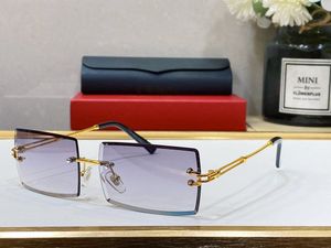 Modedesigner solglasögon för kvinnliga glasögon man skuggar lyxiga carti rimlösa solglasögon personlighet integrerad rektangu