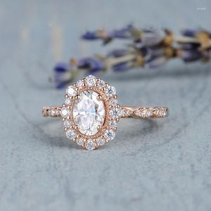 Wedding Rings Exquisite Rose Gold Color Oval Cut Zircon Engagement Ring Princess Anniversary Jewelry Charm Lover's Gifts