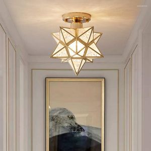 Tavan Işıkları Pentagram Giriş Sundurma Işık Koridor Balkon Yatak Odası Restoran Kişilik Yaratıcı Altın Yıldız
