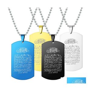 Pendant Necklaces Arabia Scripture For Women Men Stainless Steel Dog Tag Beads Chains Fashion Jewelry Gift Drop Delivery Pendants Otgc5