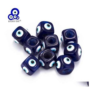 Charms Lucky Blue Evil Eye Resin Square Spacer Beads per collana Bracciale Creazione di gioielli Accessori Ey6108 Drop Delivery Risultati Dh9Ld