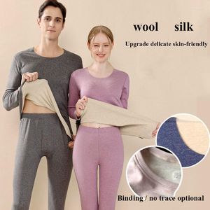 Women's Two Piece Pants Autumn And Winter Cashmere Silk Men Women Thermal Underwear Suits Couples Bottoming Shirts Clothes