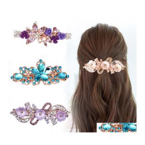 Hair Clips Barrettes Fashion Crystal Hairpins For Women Sequin Rose Flower Bows With Rhinestone Accessories Drop Delivery Jewelry Ot2Ly