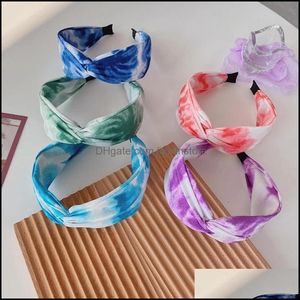 Fasce per cesti a croce tiedye a fascia per capelli capelli cuciolo a cerchio largo donne ampie di moda per la moda accompagnatori di gambe elastiche fasce elastiche goccia dropliv ot7vo