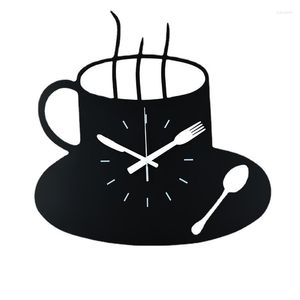 Orologi da parete Nordic Design semplice Stile Orologio Arte Moda Creativo Muto Moderno Grande tazza da caffè Metallo Decorazioni per la casa Deco B