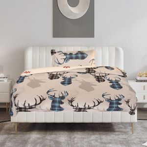 Set di biancheria da letto Set di piumini di buon Natale con stampe di alci e renne, decorazioni per la casa in stile natalizio