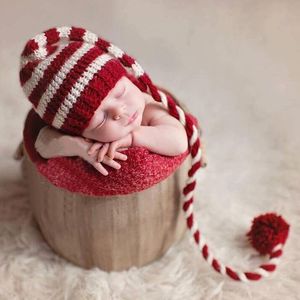 Hats Caps & Born Pography Hat Baby Cute Striped Long Christmas Gift Props Red Stripe Accesorio Fotografia