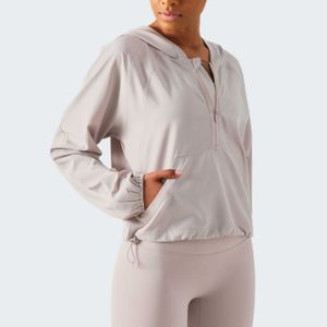 Lulus Yoga-Jacken, Sommer, Sonnenschutz, atmungsaktiv, lockerer Reißverschluss, Damenjacke, schnell trocknend, verstellbar, Sport-Top, Fitness-Kleidung