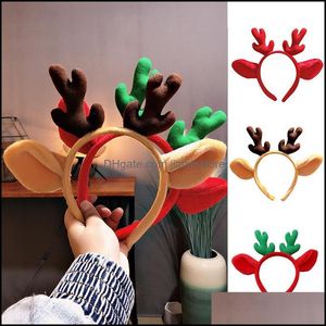 Bandas da cabeça 2021 Novo Feliz Natal Rena Antler Hair Hoop Kids Farda de cabeça da cabeça para meninas Bandas de cabelo acessórios de Natal Delive Otjrn