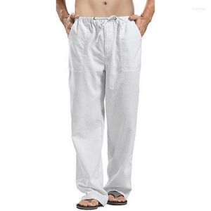Erkek pantolon pantolonlar için pantolon geniş kargo yaz büyük boy artı 5xl ketenler sokak kıyafeti düz renkli keten fitness sokak giysileri