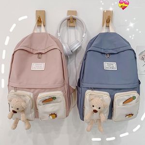 حقيبة ظهر لطيفة Kawaii Bear Nylon Women سعة كبيرة الكوري/اليابانية لوجبات الكتب المدارس حقيبة المراهقة