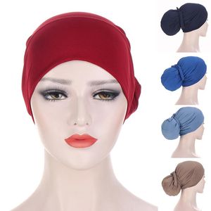 Beanies Beanie/Skull Caps Muslim Inner Hijab Cap Polyester Turban Hat Islam Stretch Underscarf Undercap Bonnet Soft Jersey Hijabs Tube