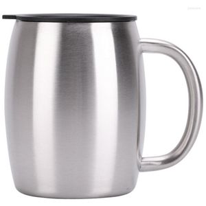 Mugs Quality 14Oz / 400Ml Stainless Steel Mug Coffee Double Water Cup Travel Outdoor Camping Sports With Lid Home Bar