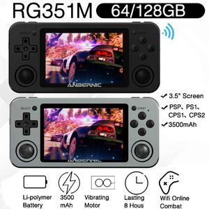 Przenośni gracze gra RG351M Retro Console 3.5 cala IPS Screen Metal Shell Wbudowany moduł Wi-Fi RK3326 Handheld Player