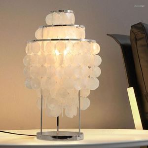 Lampy stołowe Nowoczesne minimalistyczne naturalne skorupę Makeup Makeupa Sypialnia Artyk Deco Nocne światło nocne salon lampa biurka kuchenna