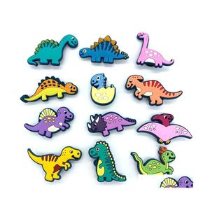 Shoe Parts Accessories Cartoon Dinosaur Croc Charms Decorations Clog Charm Buckle Bracelets Wristband Buttons Children Kids Gift D Dh50O