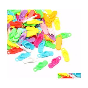 Charms 50st 8x22mm Random Mixing Color Slipper Pendant Plast Acrylic For Smycken Making Childrens Diy Creative Necklace Accessori DHQ0Q