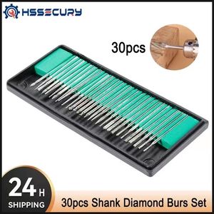 30pcs Shank Diamond Burs Conjunto com caixa para Dremel Electric Grinder Acessórios da ferramenta de força de energia abrasiva 2.35mm