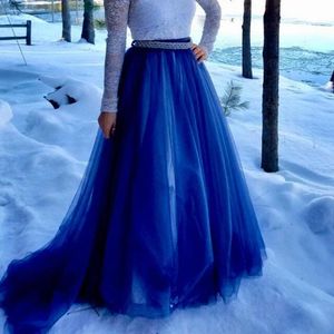 Skirts Navy Blue Long Tutu Skirt Fashion Faldas Saia Puffy For Party 2023 Sweep Train Women Custom MadeSkirts
