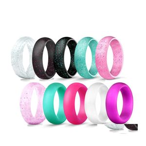 Anéis de banda 4pcs/lote feminino feminino sile silez bling flexível oring dedo confortável para jóias de luxo de noivado de meninas em d OTNVP