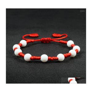 Beaded Strand Wholesale Natural White Porcelain Stone Handmade Adjustable Stretch Braided Bangles Women Diy Jewelry Gift 8Mm Drop De Dhm4Q