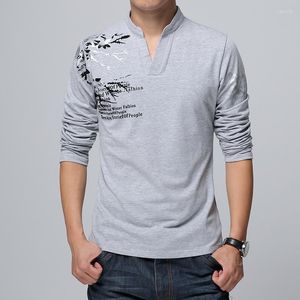 Мужские рубашки T 2023 модная бренда мужская одежда одежда с цветочным принтом с длинным рукавом тонкая рубашка v Neck Cotton футболка повседневная 5xl 5xl