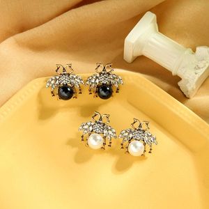 Stud Earrings Antique Gold Color Imitation Baroque Pearl Ear Insect Bee Wholesale 2023 Summer Fashion Women