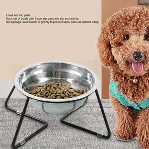 Dog Car Seat Covers Stainless Steel Cat Food Bowl Raised Pet Dishes With Metal Stand For Water And