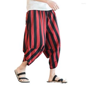 Abbigliamento etnico Pantaloni kimono estivi Uomo giapponese Casual sciolto Samurai Pantaloni a strisce rosse Giappone Uomo Yukata Harajuku Tradizionale asiatico