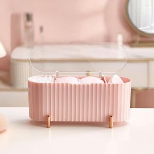 Storage Boxes Plastic Cosmetics Dust-proof With Cover Jewelry Organizer Multifunctional Desktop Compartment For Dressing Table