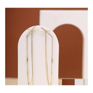 Dingle ljuskrona 925 Sterling Sier Cross Tassel dropp￶rh￤ngen f￶r kvinnor Pave CZ Long Chain Jewelry 3530 Q2 Leverans DHSL6