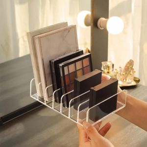 Förvaringslådor Rensa plast 7 Slots Eyeshadow Palette Rack Badrum Make Up Table Drapop Organizer Cosmetic Compartment Holder