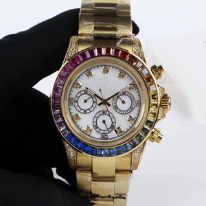 Mens Watch Rainbow Wristwatch Multifunctional Automatic Mechanical Movement Stainless Steel Strap Sapphire Waterproof Gold Watchs