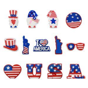 Shoe Parts Accessories Wholesale Design Custom Independence Day I Love American Suit Croc Charm Shoes Charms Drop Delivery Dhvy6