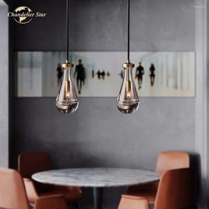 Chandeliers Rain Linear American Style LED Vintage Glass Metal Single Pendant Hanging Lamps Bedroom Living Room Lights Lustre