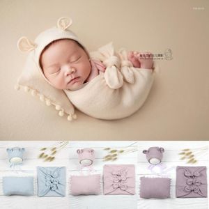 Hats 3pcs/مجموعة Progare Progare Procs Solid Color Bold Blant Wrap Infant Quaddling PO Studio اطلاق النار