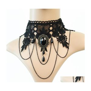 Collar Necklace Gothic Jewelry Vintage Lace Necklaces Women Accessories Spider Choker Drop Delivery Pendants Otjlj