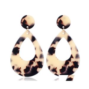 Dangle Chandelier Exaggerated Water Drop Geometric Circle Acetate Acrylic Resin Leopard Print Big Statement Ladys Earrings Gff2A J Dhxcl