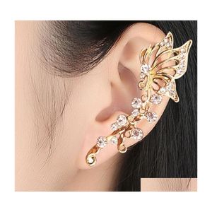 Ohr-Stulpe, Bohemian-Stil, kein Piercing, Kristall-Strass-Schmetterling, Wickel-Ohrstecker, Clip-Ohrringe für Frauen und Mädchen, trendiger Schmuck, 1 Stück, Tropfenlieferung, Otick