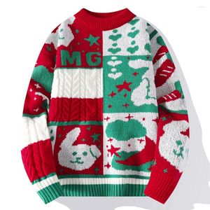 Camisolas masculinos de Natal Men Red Crewneck Autumn Winter Fashion Roupas Jumper Pullovers de malha de malha Tops