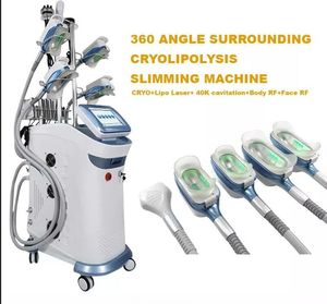 Uso da clínica 5in1 Cryo Slimming congelamento TECNO DE LIPOLISIS DE LIPOLISIA DE Gordura de lipoaspiração Máquina de lipoaspiração Cavitação RF Lipo corpo Sculpação de equipamentos de perda de gordura