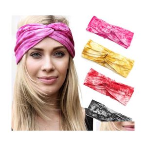 Headbands Fashion Women Headband Solid Color Wide Turban Twist Knitted Cotton Sport Yoga Hairband Twisted Knotted Headwrap Hair Acce Otati