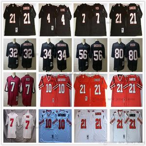NCAA Vintage 75th Retro College Football Jerseys zszyty czerwony czarny biały koszulka 274L