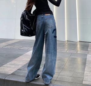 Women's Jeans High-waisted Designer Straight-through Wide Leg Show Thin Women Casual Pants Size S-L