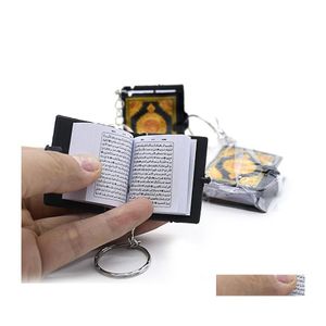 Keychains Lanyards Fashion Mini Ark Quran Book Real Paper Can Read Arabic The Koran Keychain Muslim Jewelry Decoration Gift Key Pe Ot92R