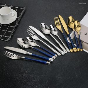 Conjuntos de utensílios de jantar 304 talheres de aço inoxidável Creative Titanium banhado a bife sobremesa Spoon Fork Set