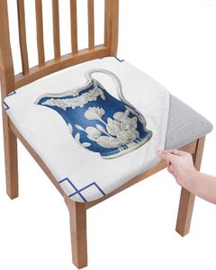 Stol täcker vintage blå och vit porslin kinesisk stil elastisk sittplats för slipcovers hemskydd stretch